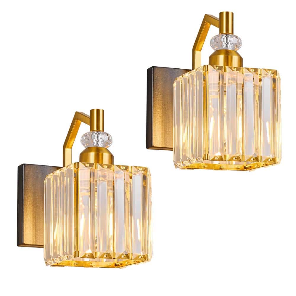 72in. 1-Light BlackGold Wall Sconce Clear Crystal Vanity Light For Bedroom Hallway(2 Pack) price history on PriceWatchPro