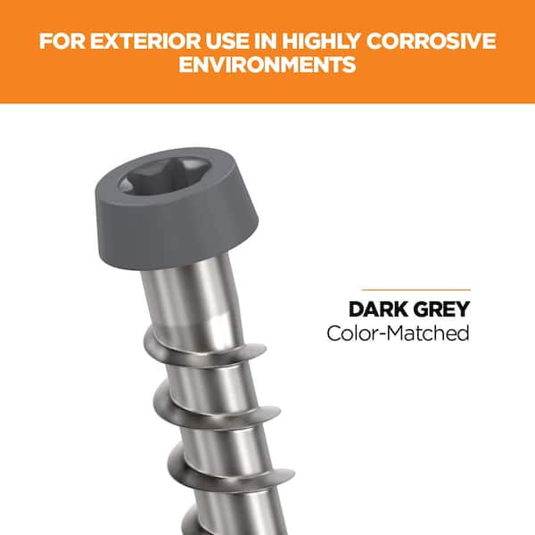 #10 2-1/2 in. 316 Stainless Steel Star Drive Dark Gray Composite Deck Screws (350-Count)