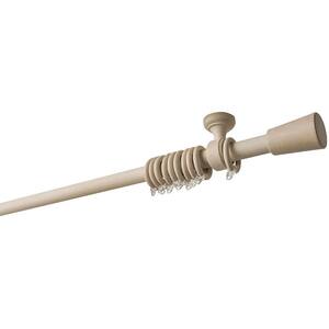 63 in. Intensions Single Curtain Rod Kit in Cloud with Saxo Flat Finials with Ceiling Brackets and Rings