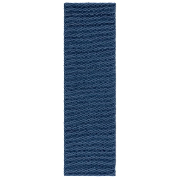 Natura 2 ft. x 12 ft. Navy/Blue Solid Runner Rug