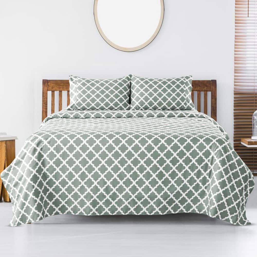 Lux Decor 3-Piece Microfiber Sheet Set Geometric Pattern with Deep Pocket Fitted Sheet and Pillowcase-Twin Gray White price history on PriceWatchPro