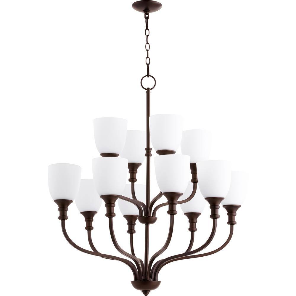 Quorum INTERNATIONAL Richmond 12Light Oiled Bronze Chandelier with