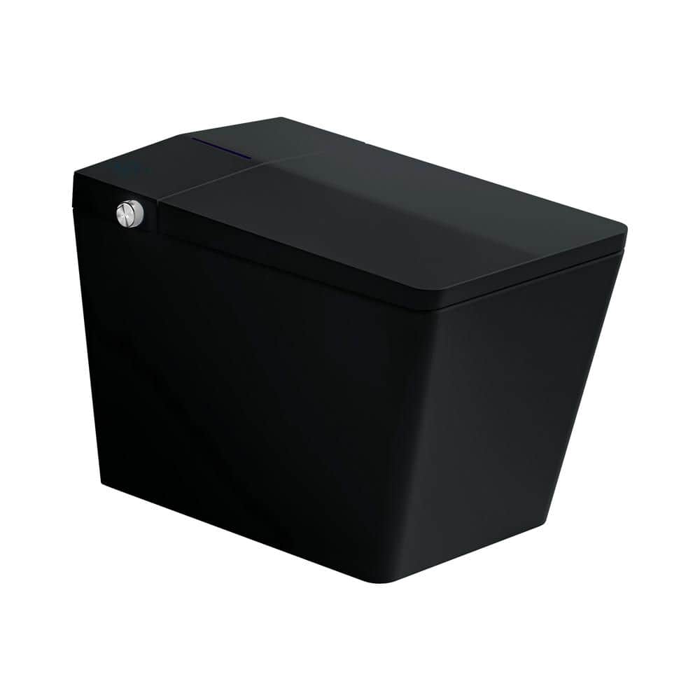 Square Bidet Toilet 1.28 GPF in Black Built-in Tank Heated Seat Auto Open/C