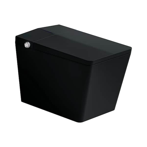Square Bidet Toilet 1.28 GPF in Black Built-in Tank Heated Seat Auto Open/Close, Auto Flush Warm Water and Dryer, Remote