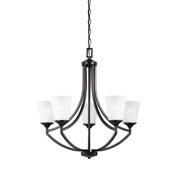 Generation Lighting Hanford 5-Light Burnt Sienna Traditional Transitional Single Tier Hanging Empire Chandelier
