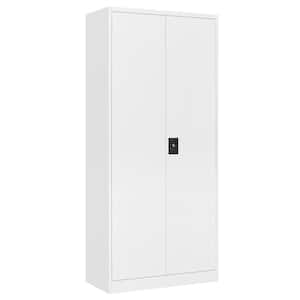 31.5 in. W x 70.87 in. H x 15.75 in. D 2 Doors Steel Storage Freestanding Cabinet with 4 Adjustable Shelves in White