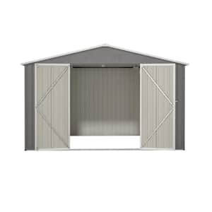 10 ft. W x 8 ft. D Grey Outdoor Metal Storage Shed Garden Tools Room with Lockable Doors and Vents (80 sq. ft.)