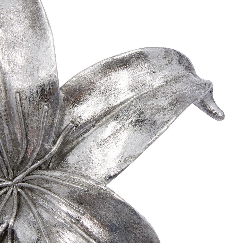 Silver Resin 3D Floral Wall Sculpture Set of Three