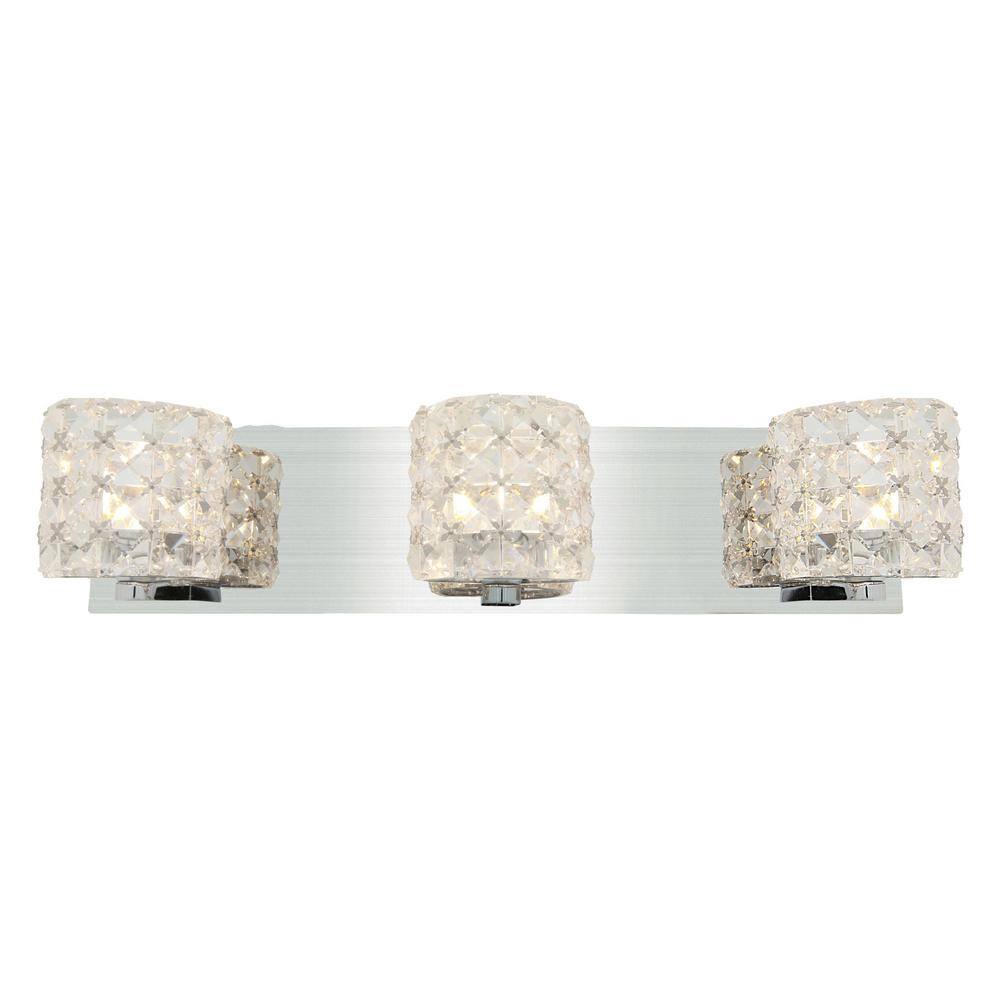 Prizm 3-Light Chrome Bath Light with Clear Crystal Shade