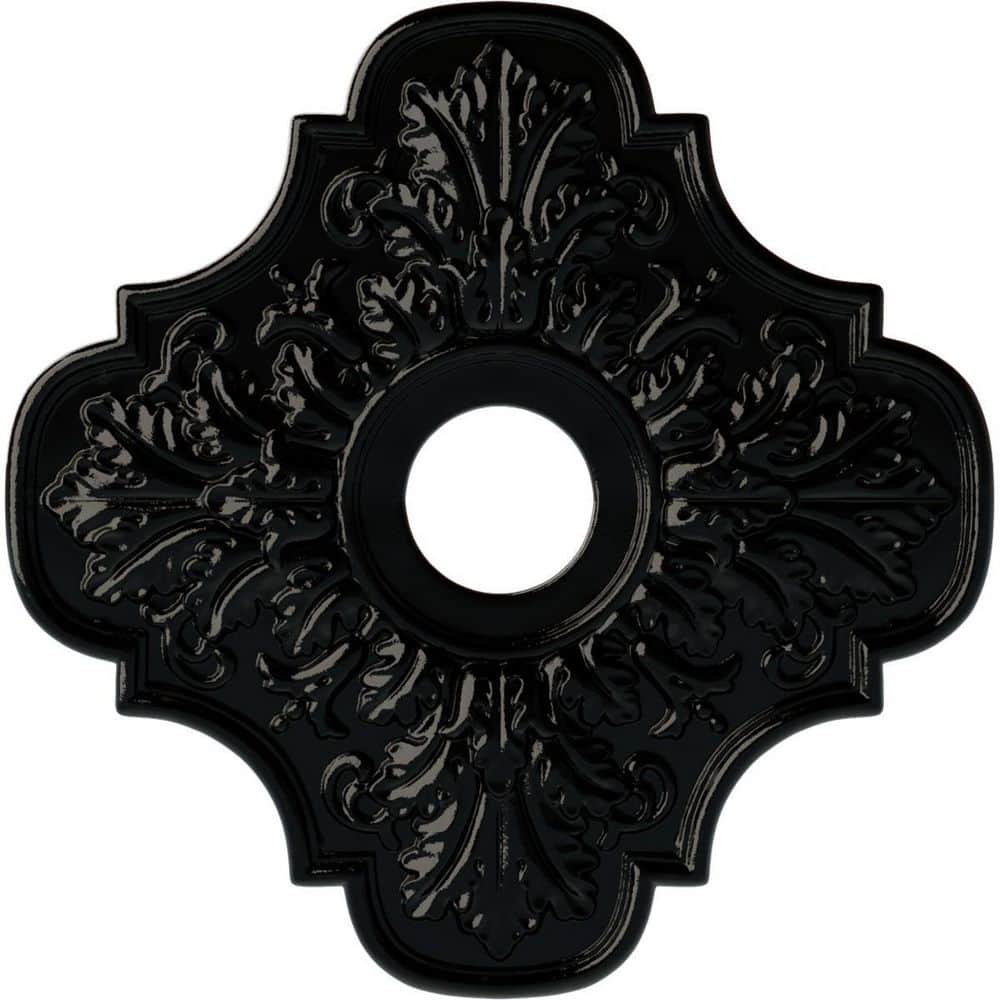 Ekena Millwork 1 in. x 17-3/4 in. x 17-3/4 in. Polyurethane Peralta Ceiling Medallion, Black Pearl