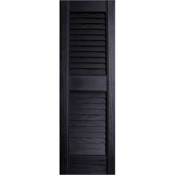 Ekena Millwork 12 in. x 43 in. Louvered Shutters Pair Black