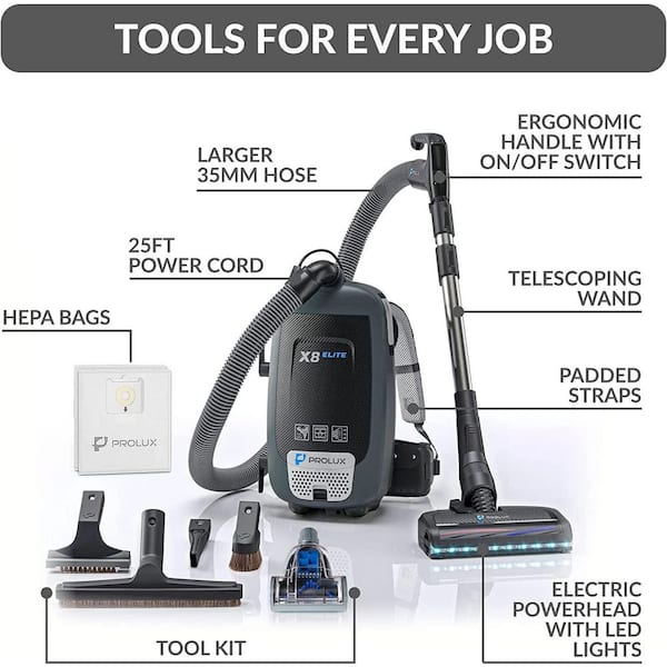 Prolux X8 Elite Backpack Vacuum Canister w/Electric Powerhead Kit