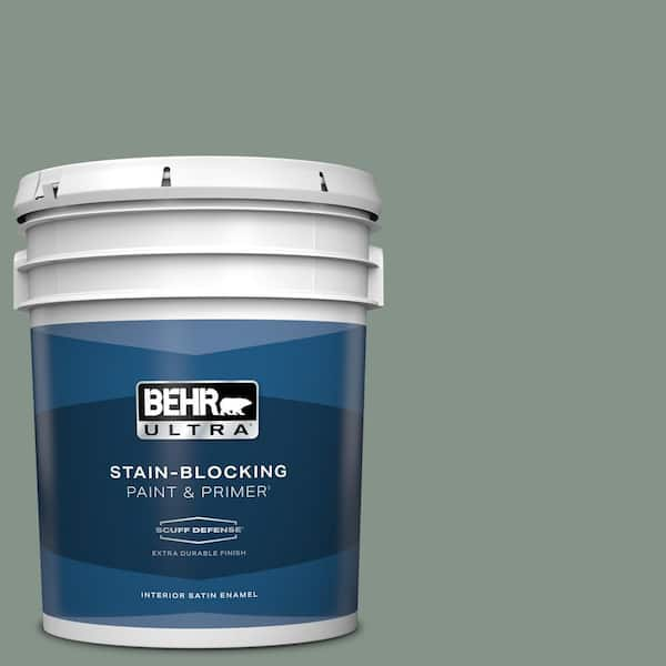 BEHR ULTRA 5 gal. #460F-4 Wethersfield Moss Extra Durable Satin Enamel Interior Paint & Primer