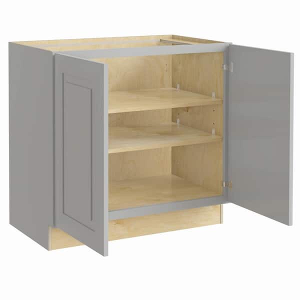 Home Decorators Collection Grayson 36 in. W x 21 in. D x 34.5 in. H Assembled Plywood Full Height Door Base Bath Cabinet in Pearl Gray