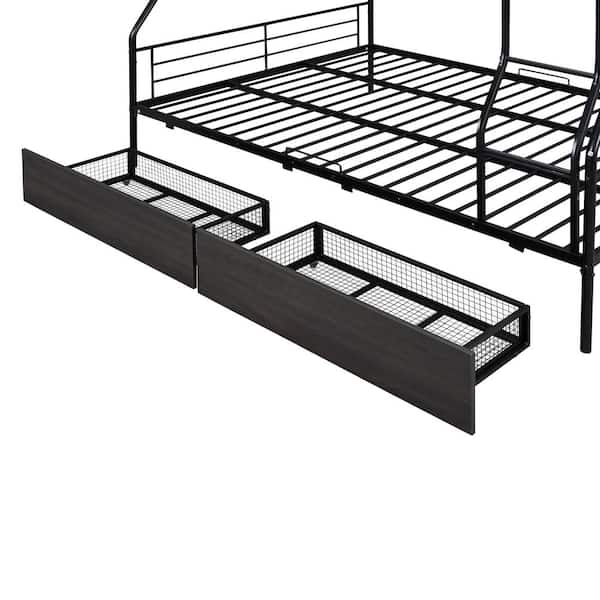 Harper & Bright Designs Black Full XL over Queen Metal Bunk