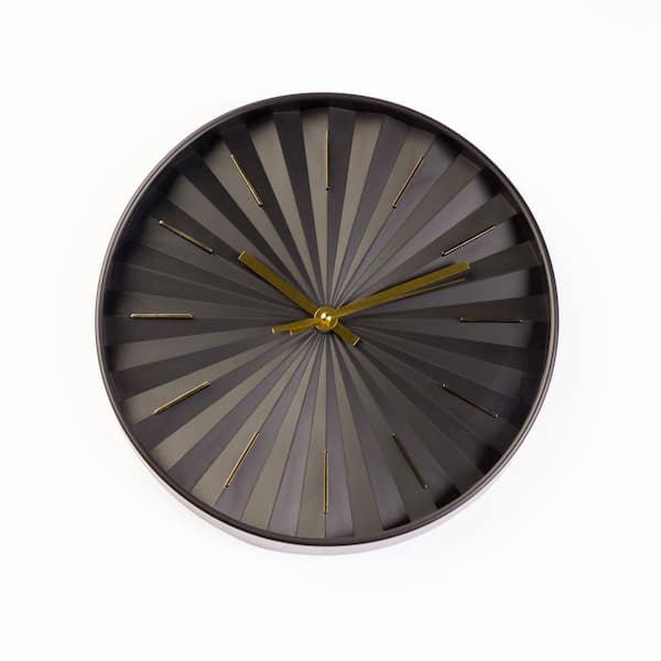 BYRON ANTHONY HOME Thasos Black 12 in. Wall Clock