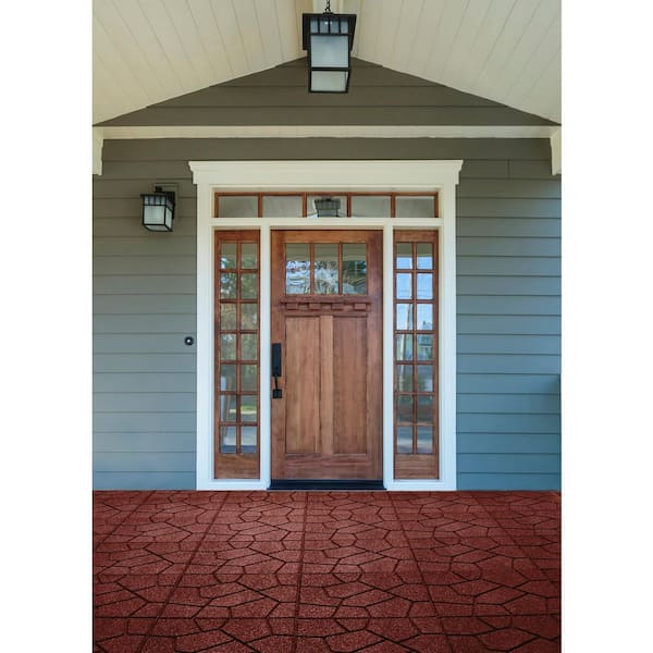 16 in. x 16 in. x 5/8 in. Red Stone SmartLoc Rubber Paver (75-Pack)