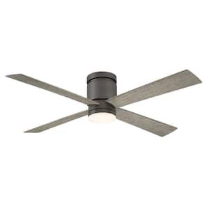 Kwartet 52 in. Indoor/Outdoor Matte Greige with Weathered Wood Blades Ceiling Fan with Light Kit
