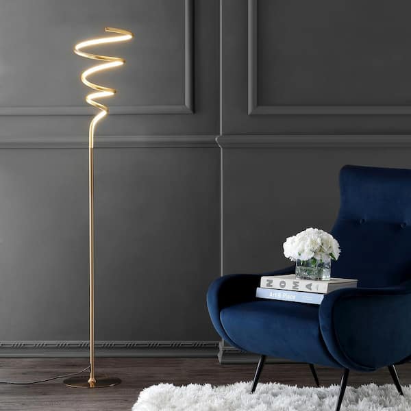 Scribble 60.5 in. Gold Modern Metal Integrated LED Floor Lamp