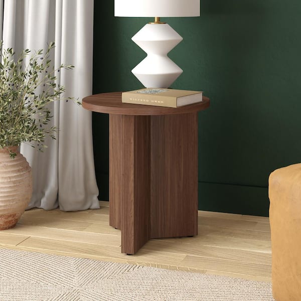 Meyer&Cross Anders 20 in. Satin Walnut Round MDF Top End Table