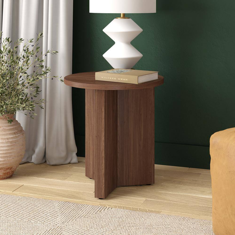 Anders 20 in. Alder Brown Round MDF Top End Table - thumbnail 10