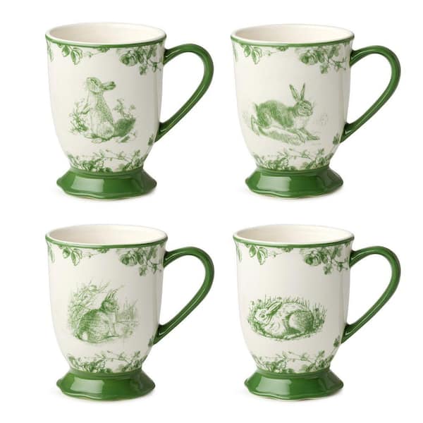 Certified International Le Jardin 16 oz. Green Assorted Stoneware Mug (Set  of 4) 38062SET4