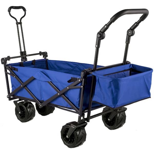 3.3 cu. ft. Steel Extra Large Collapsible Garden Cart with Removable Canopy, Wheels and Rear Storage, Folding Wagon Cart