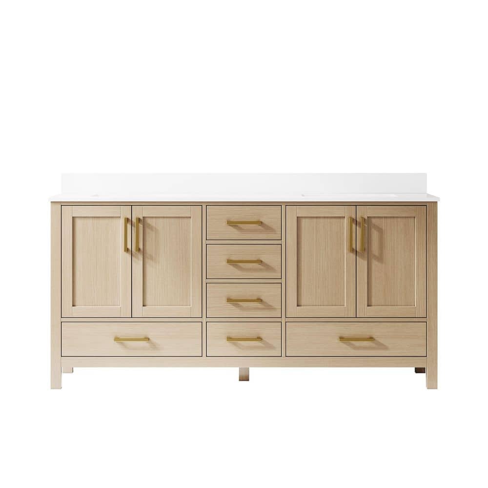 OSA 72 in. W Solid Wood Freestanding Soft Close OAK Bath Vanity with White Cultured Marble Top, Backsplash, Assembled price history on PriceWatchPro