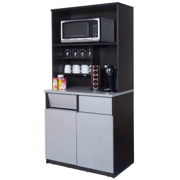 Unbranded Coffee Kitchen Espresso and Silver Sideboard with Lunch Break Room Functionality with Assembled Commercial Grade