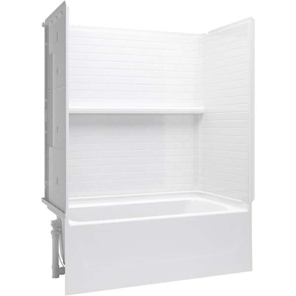 Sterling Traverse 60 in. x 30 in. x 77 in. 4-Piece Vikrell Bath and Shower Kit with Left Hand Drain in White