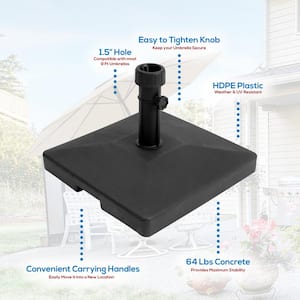 Manyard 55 lbs. Square Concrete Filled Standing Patio Umbrella Base in Black