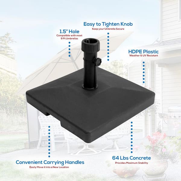 Manyard 55 lbs. Square Concrete Filled Standing Patio Umbrella Base in Black