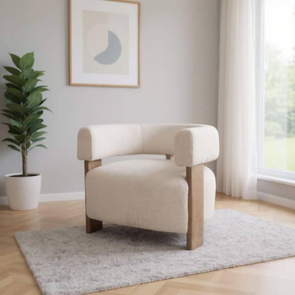 Lacquer Sheepskin Wood Arm Chair