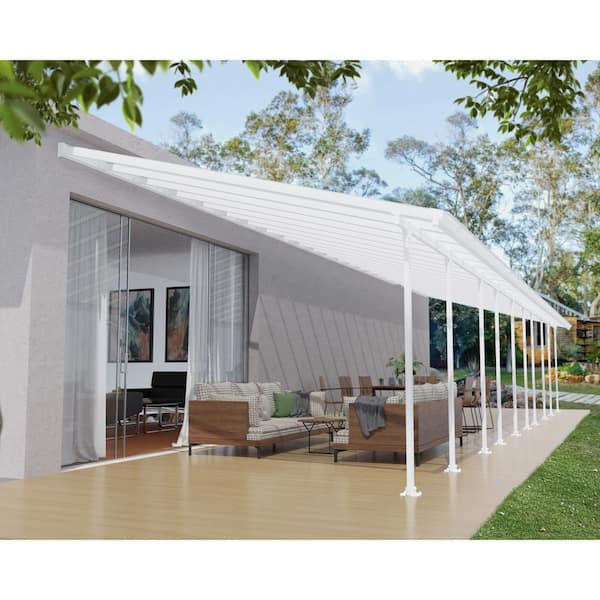 Feria 13 ft. x 48 ft. White/White Aluminum Patio Cover
