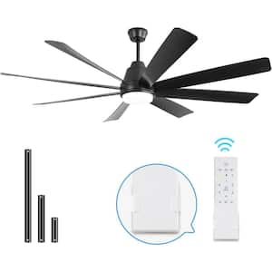 72 in. Integrated LED Indoor/Outdoor Black Ceiling Fan with Light Kit and Remote Control