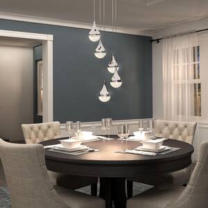 Glitzer 30-Watt Integrated LED 5-Light Chrome Modern Hanging Pendant Light for Living Room