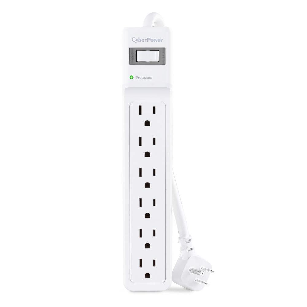 CyberPower 6-Outlet Surge Protector with 2.5 ft. cord, White B602RC5 ...