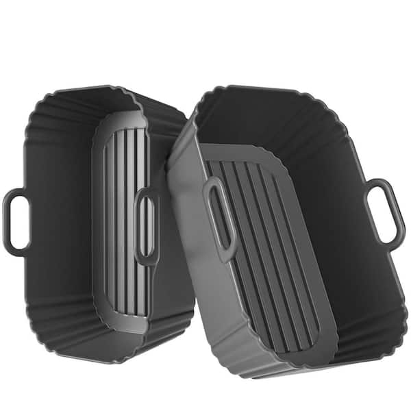Silicone Air Fryer Liners with Reusable and Compatible w/ 6-in-1 8-10 qt. Dual Basket Air Fryers for Air Frying (2-Pack)