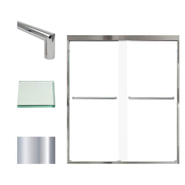 Transolid Frederick 59 in. W x 70 in. H Sliding Semi-Frameless Shower Door in Polished Chrome with Clear Glass