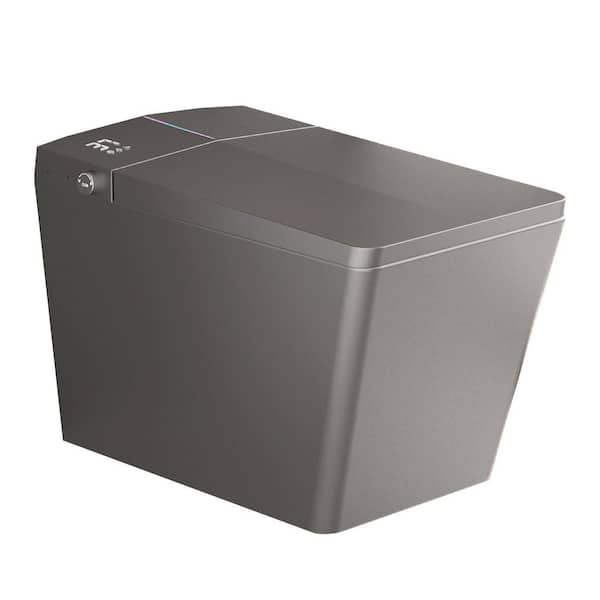 Square Smart Bidet Toilet 1.28 GPF in Matte Gray with Heated Seat, Auto Flush, Foot Sensor, Remote Control, LED Display,