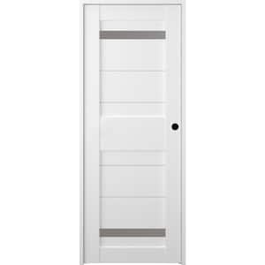 28 in. x 80 in. Left-Hand Frosted Glass 2-Lite Solid Core Imma Bianco Noble Wood Composite Single Prehung Interior Door