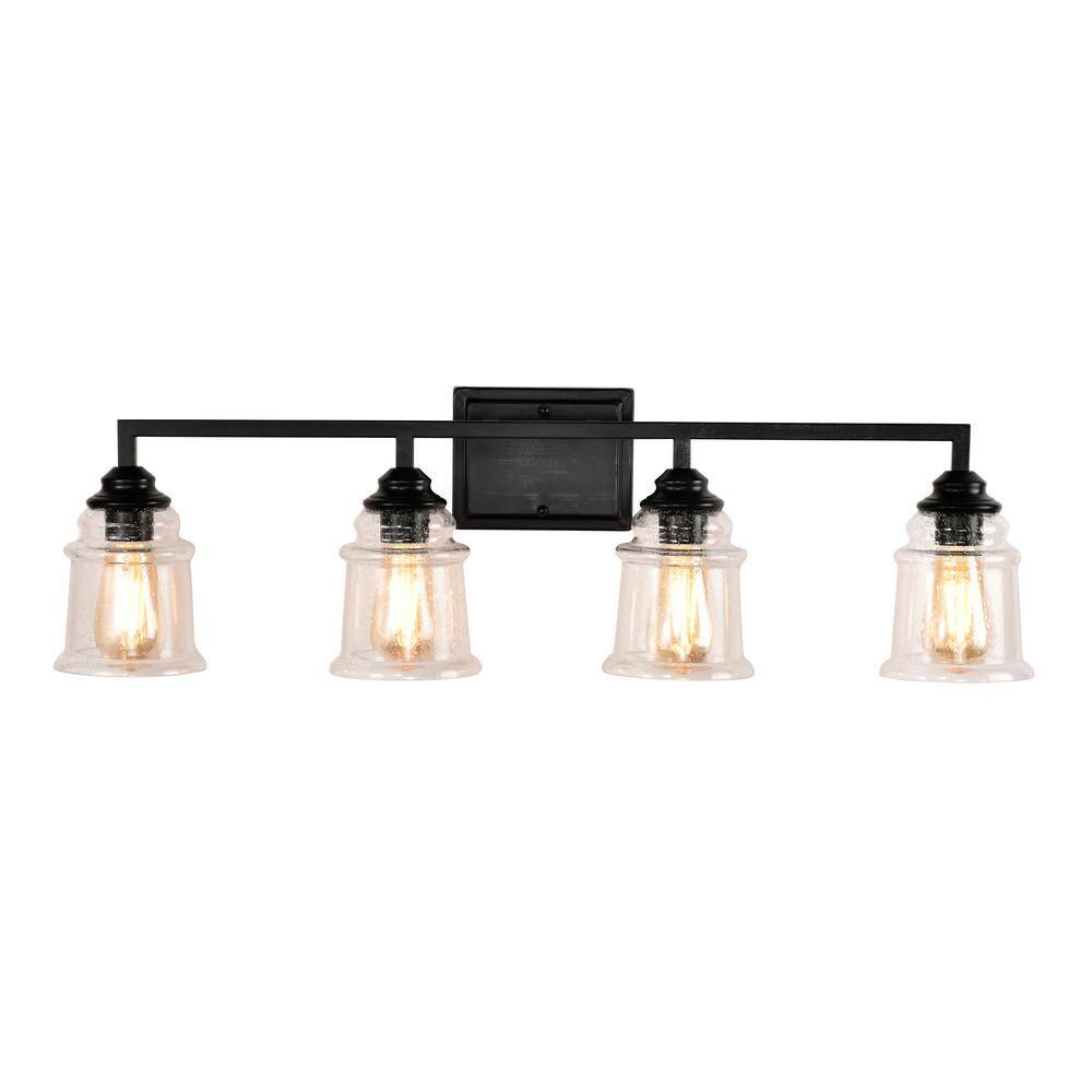 Rionnag 33.6 in. 4-Light Black Sconce with Clear Glass Shades price history on PriceWatchPro