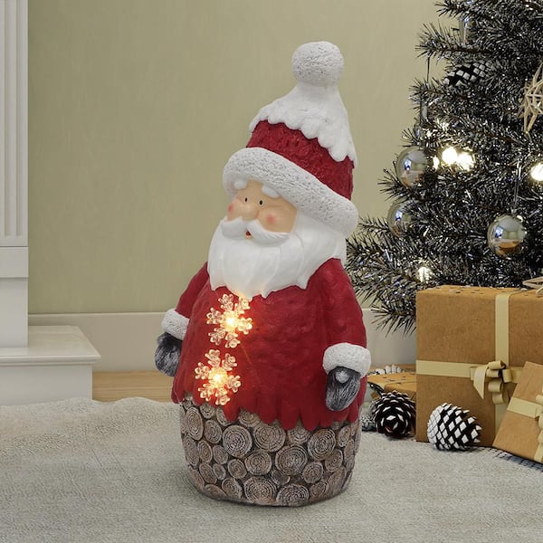 22.5 in. H Resin Battery Operated Christmas Animated Christmas Santa Sculpture with LED Lights