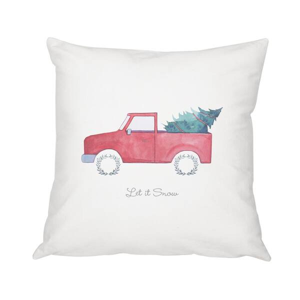 Unbranded 16 in. Christmas Throw Pillow with Christmas Tree Truck Design