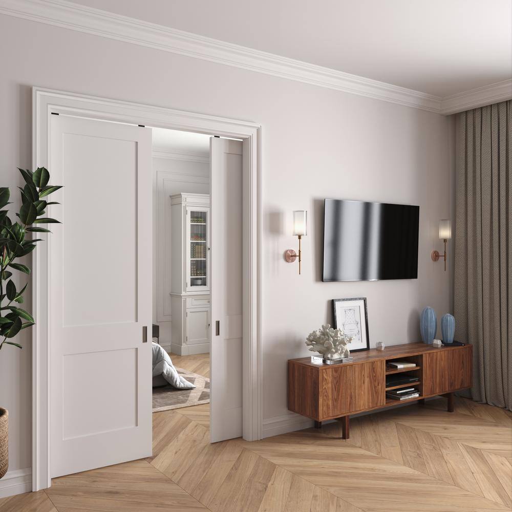 60 in. x 80 in. White Solid Core Double Prehung French Door