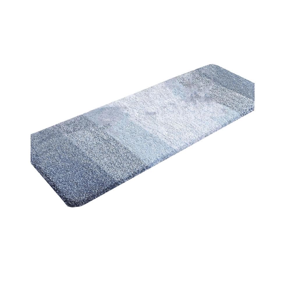 Grofry Bathroom Mats Non-slip Stains Resistant Polyester Soft Texture Bath  Floor Mat for Kitchen Blue 50*80cm