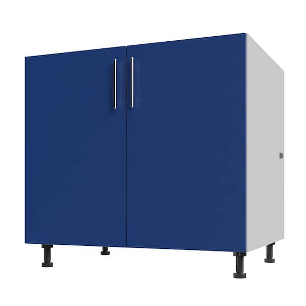 WeatherStrong Miami Reef Blue Matte 36 in. x 27 in. x 34.5 in. Flat Panel Stock Assembled Base Kitchen Cabinet Full Height