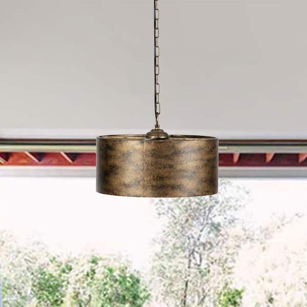 Magic Home 3-Light Vintage Copper Drum Chandelier with Shade