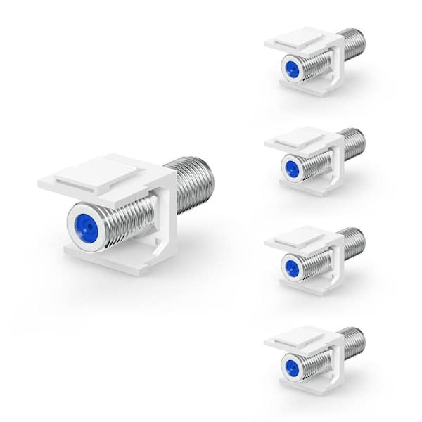 RG6 Keystone Jack Insert 5 Pack, Nickel-Plated Coax Coupler Rated to 3 GHz for Wall Plates and Patch Panels