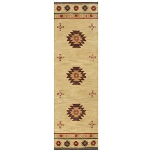 Ryder Tan/Burgundy 2 ft. 6 in. x 10 ft. Native American/Tribal Runner Rug